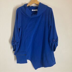 Bleu Bayou Women's Large Vintage Royal Blue Asymmetrical Top